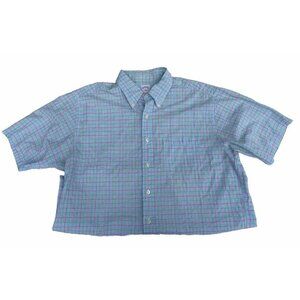 Mens Brooks Brothers Short Sleeve Button Shirt Blue/White/Red/Green Size L